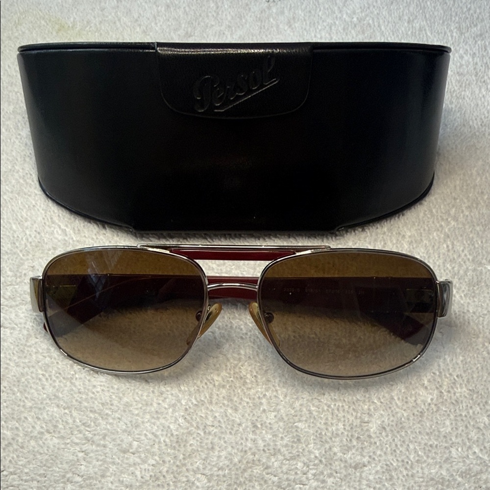 PERSOL 2329-S 918/51 Italy Burgundy/Silver Aviator Men’s Sunglasses